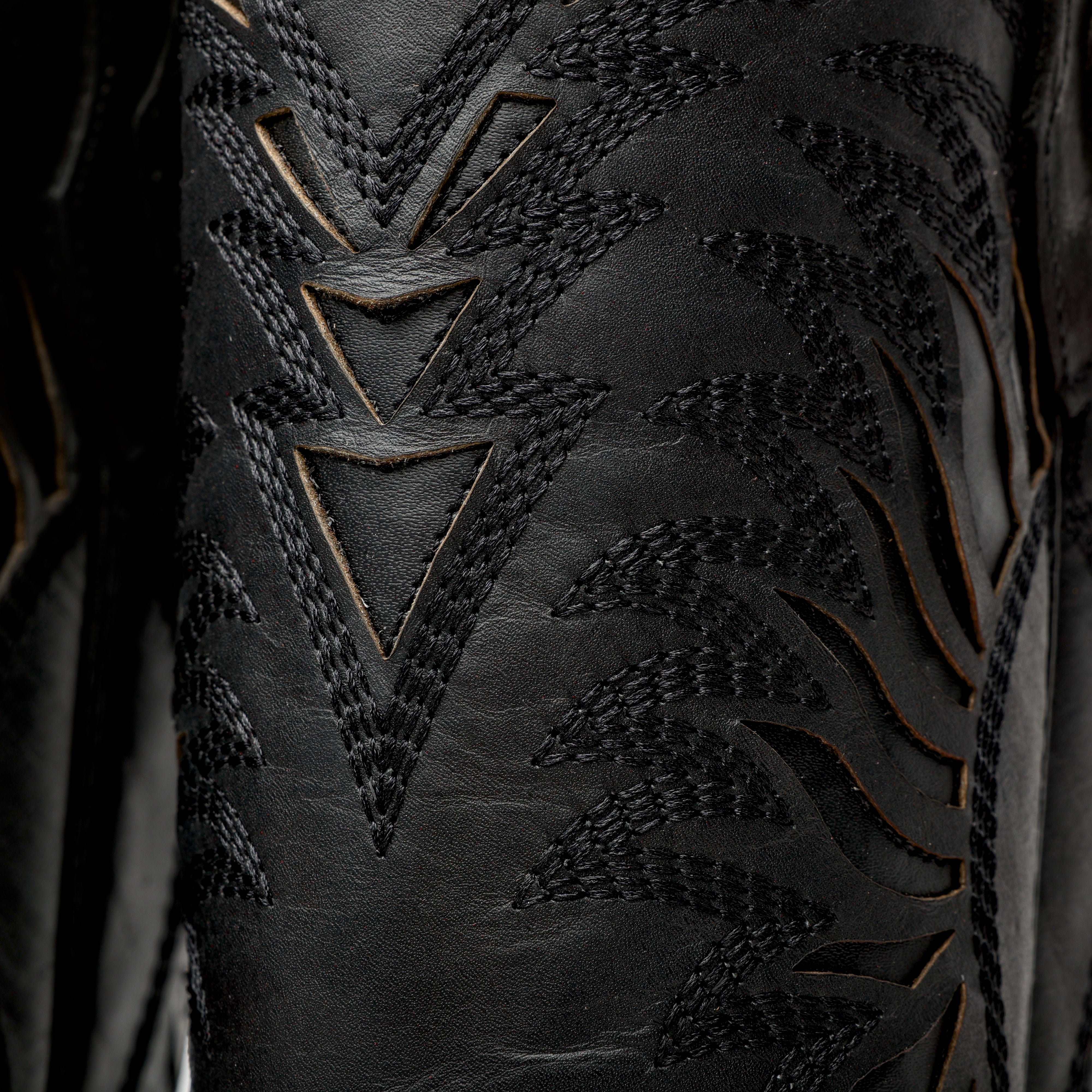 Black Basketweave Leather Boots - Square Toe