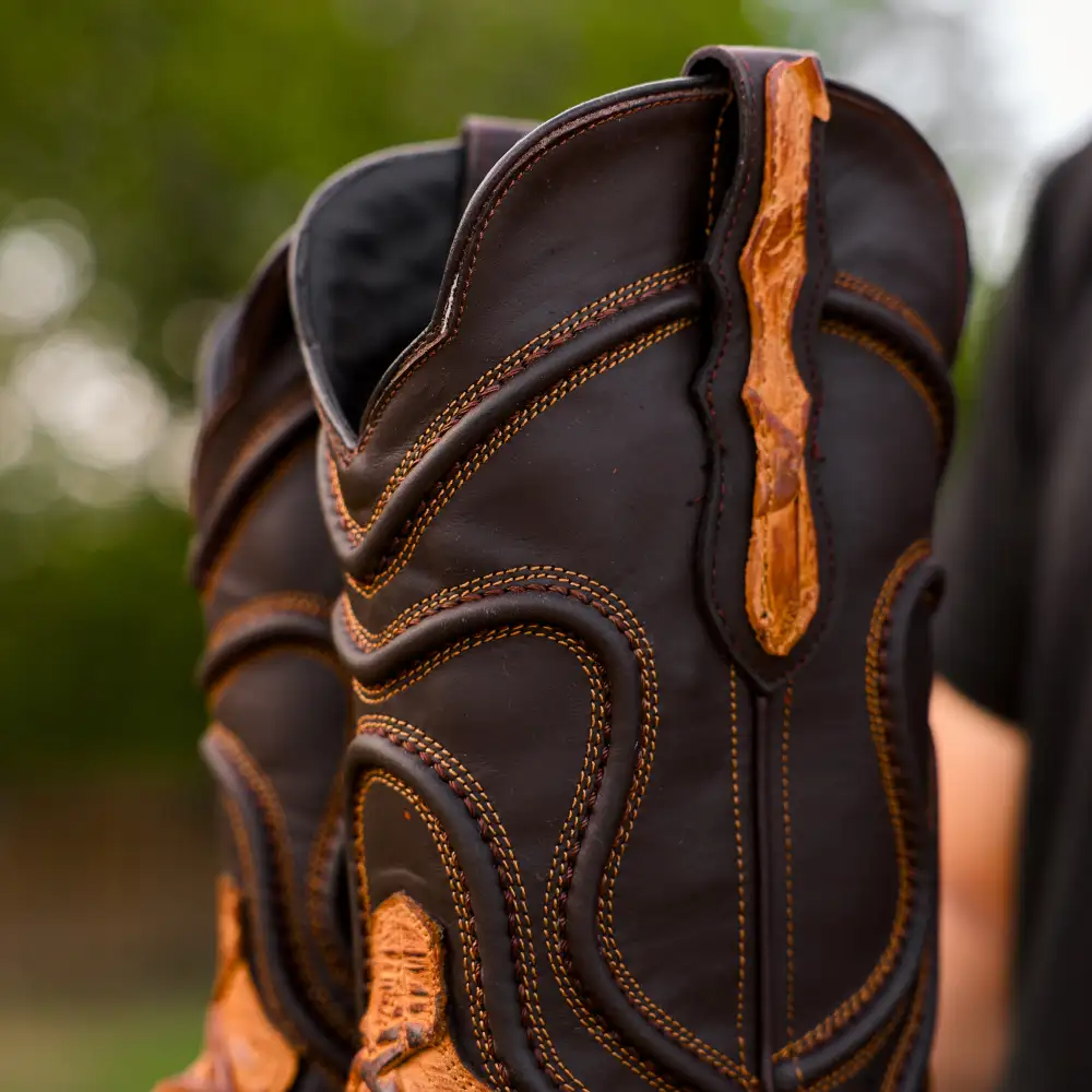 Matte Rustic Honey Pirarucu Leather Boots - Square Toe