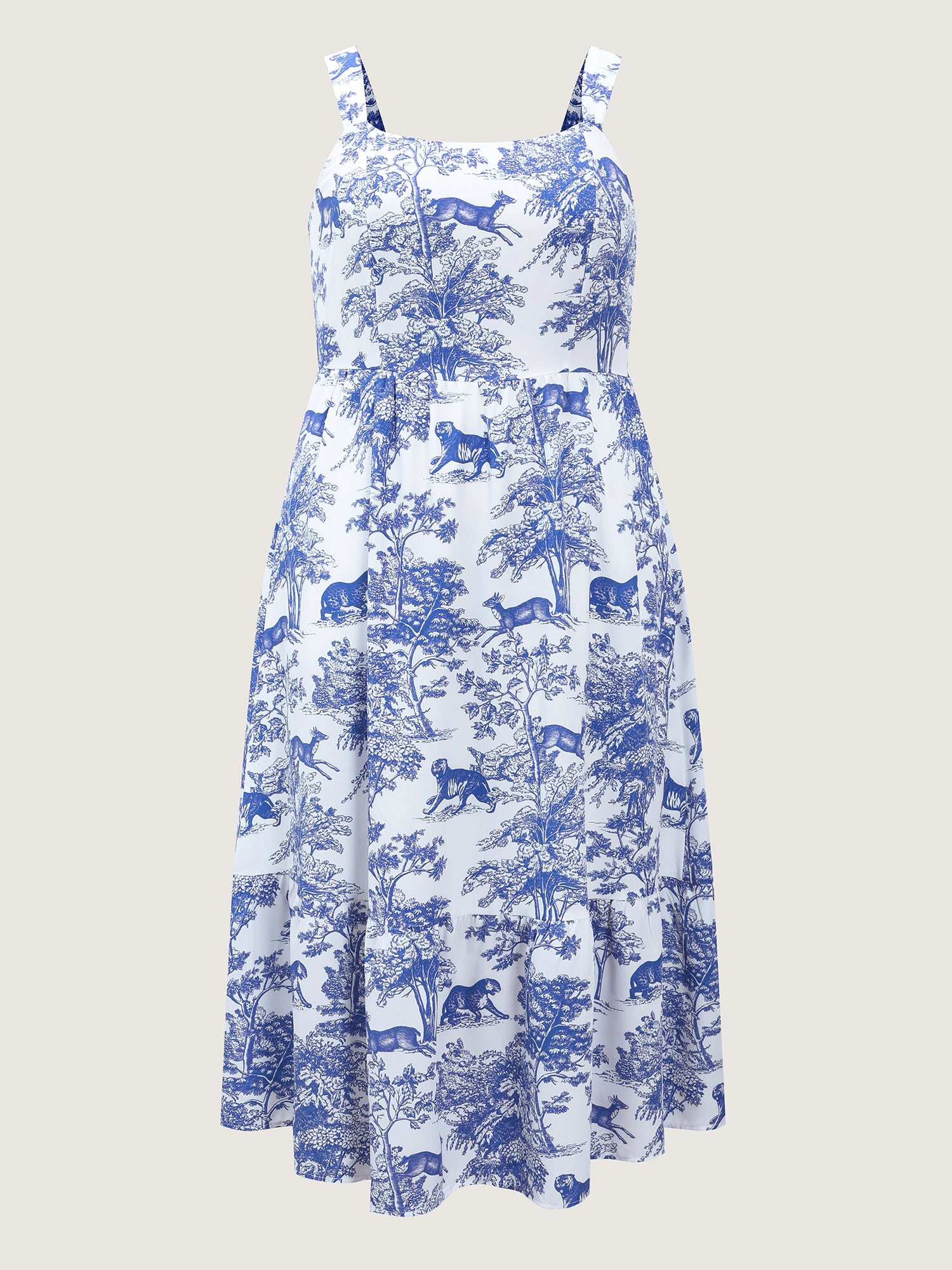 Floral Print Pockets Stretchy Waist Midi Dress