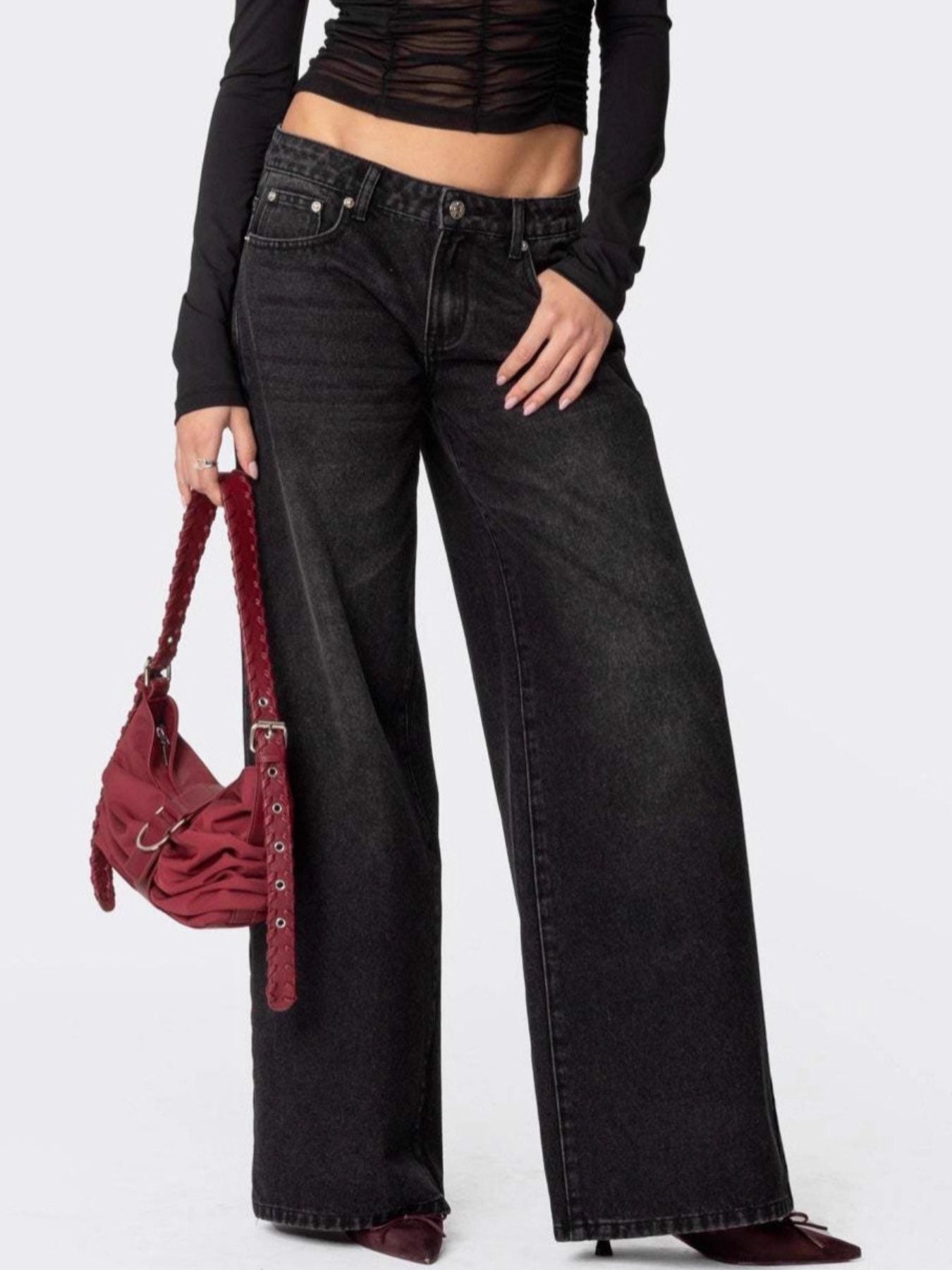 Vintage Wash Wide Leg Jeans