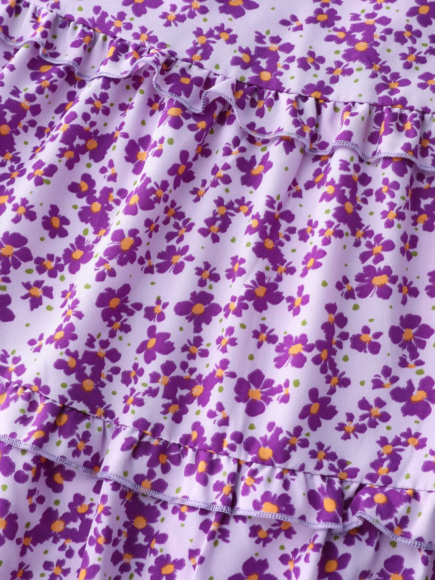 Soft Floral Print Cinched-Waist Mini Dress