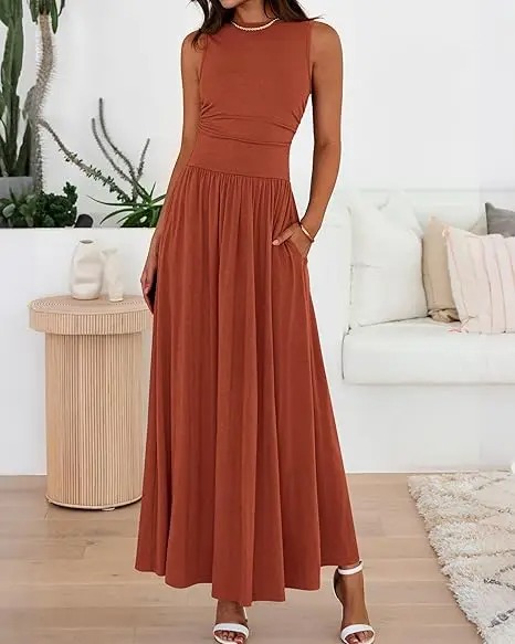 Women's Ruched Maxi Sundress
