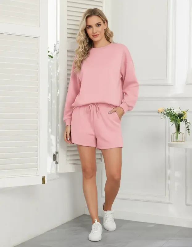 Women's Sporty Round Neck Tracksuit Set