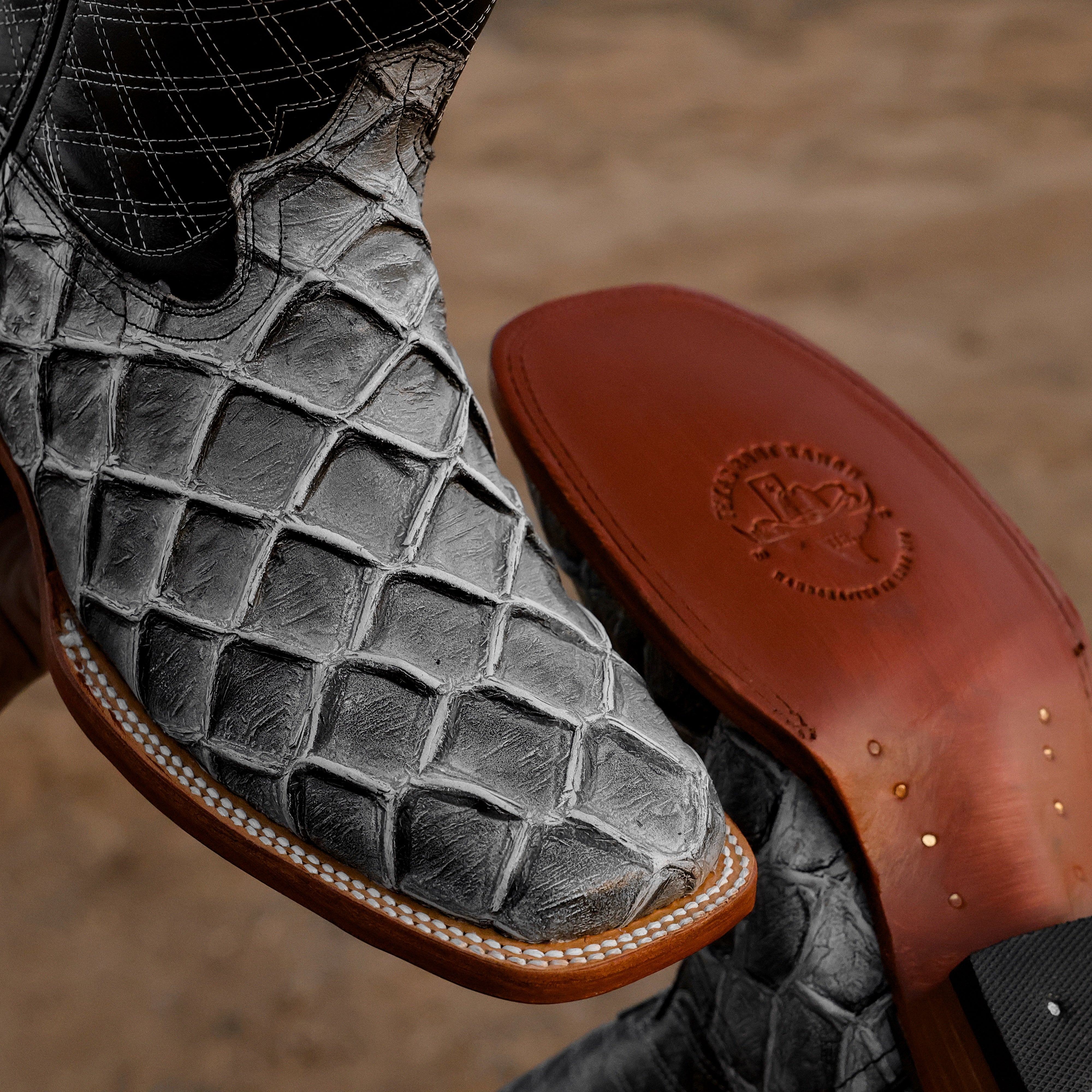 Eclipse Pirarucu Leather Boots - Square Toe