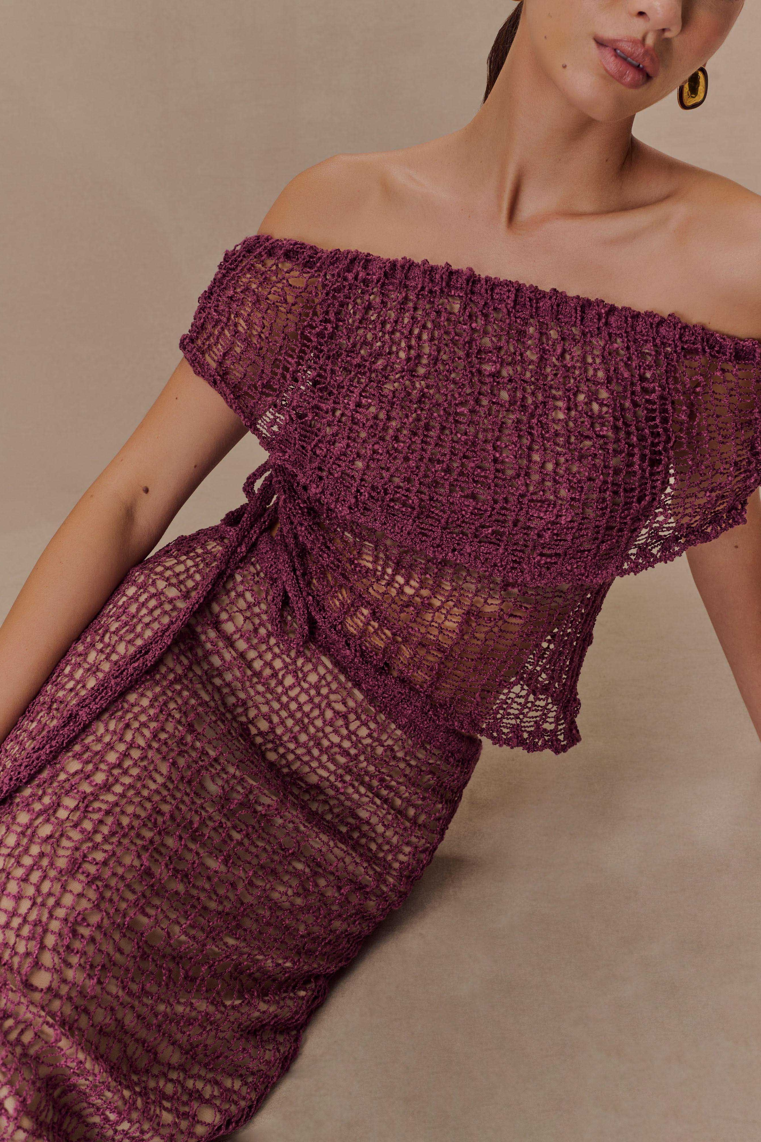 Mauve Off Shoulder Knit Top