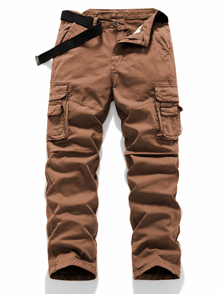 Men's Casual Straight-Leg Cargo Pants with Belt – Multi-Pocket, All-Season Comfort for Daily Streetwear
