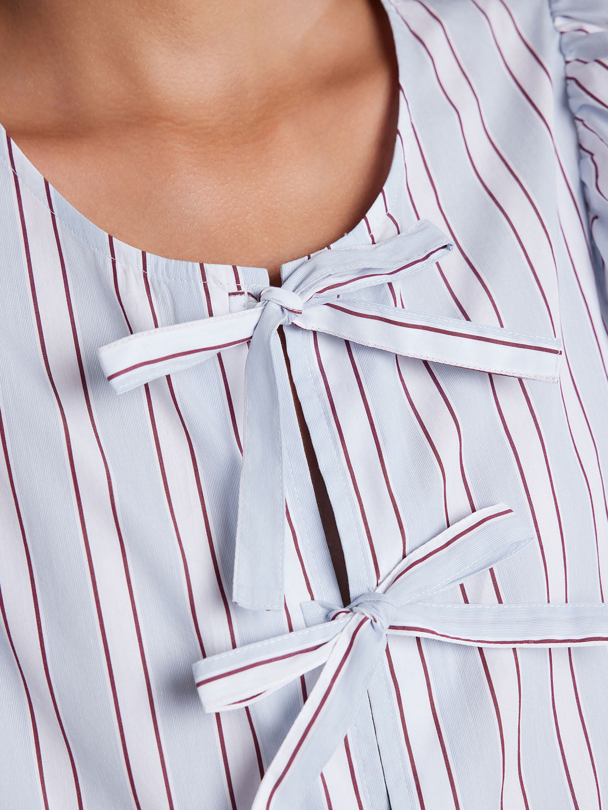 ASOBIO Bow Tie Front Peplum Shirt