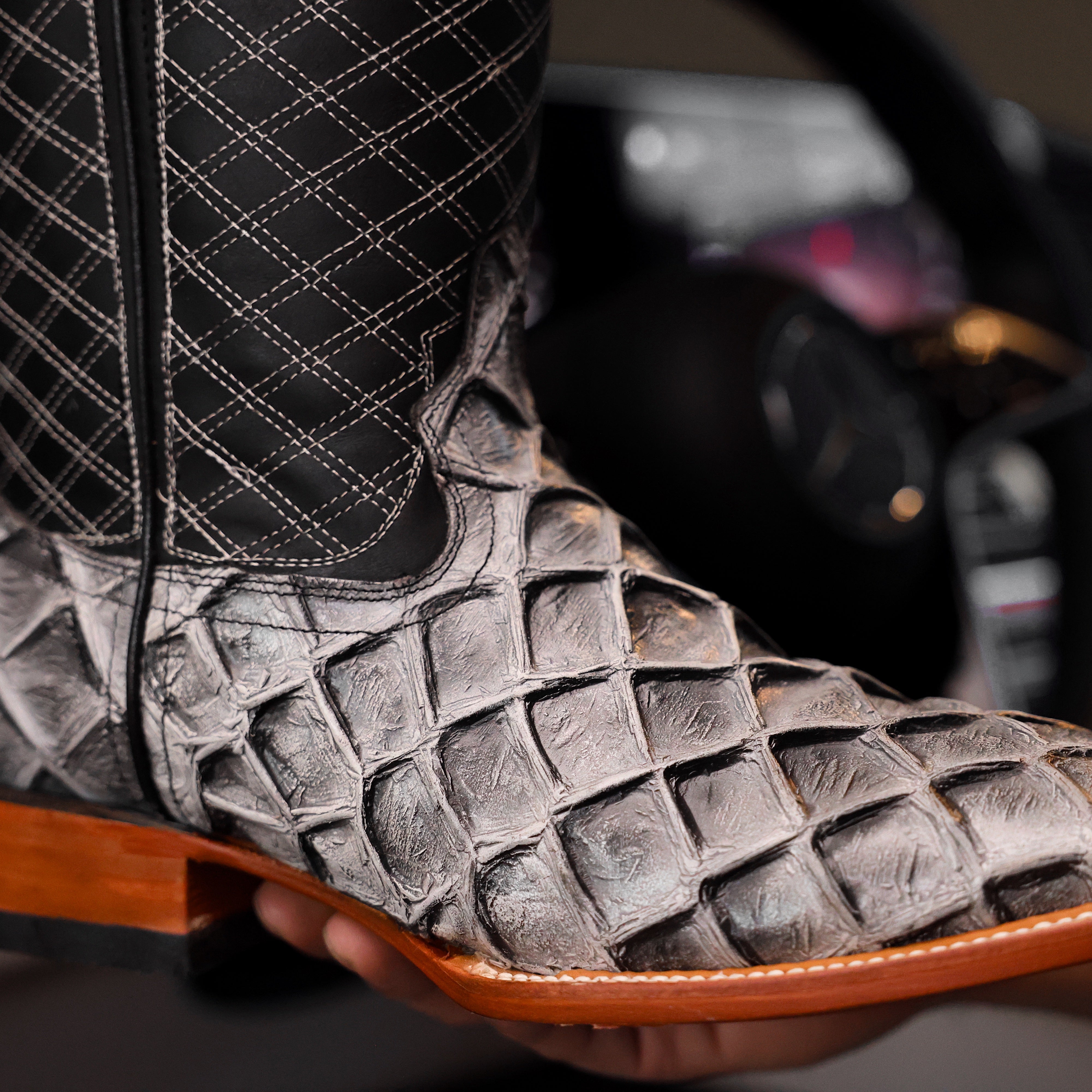 Eclipse Pirarucu Leather Boots - Square Toe