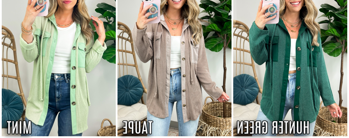 Saturday Satisfaction Ribbed Hooded Shacket