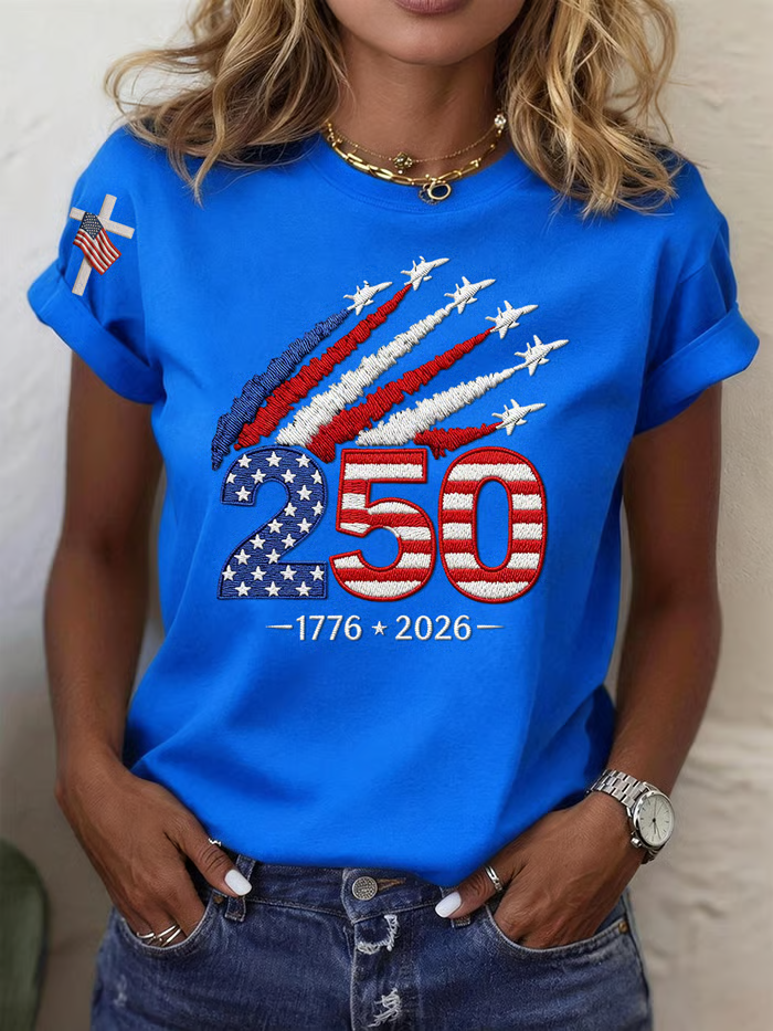 Women's Short Sleeve T-shirt Summer Black Independence Day (Flag) Printing Jersey Crew Neck Daily Going Out Casual Top