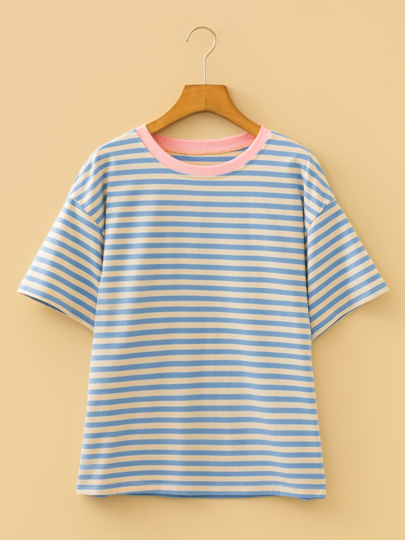 Striped Round Neck Casual T-Shirt