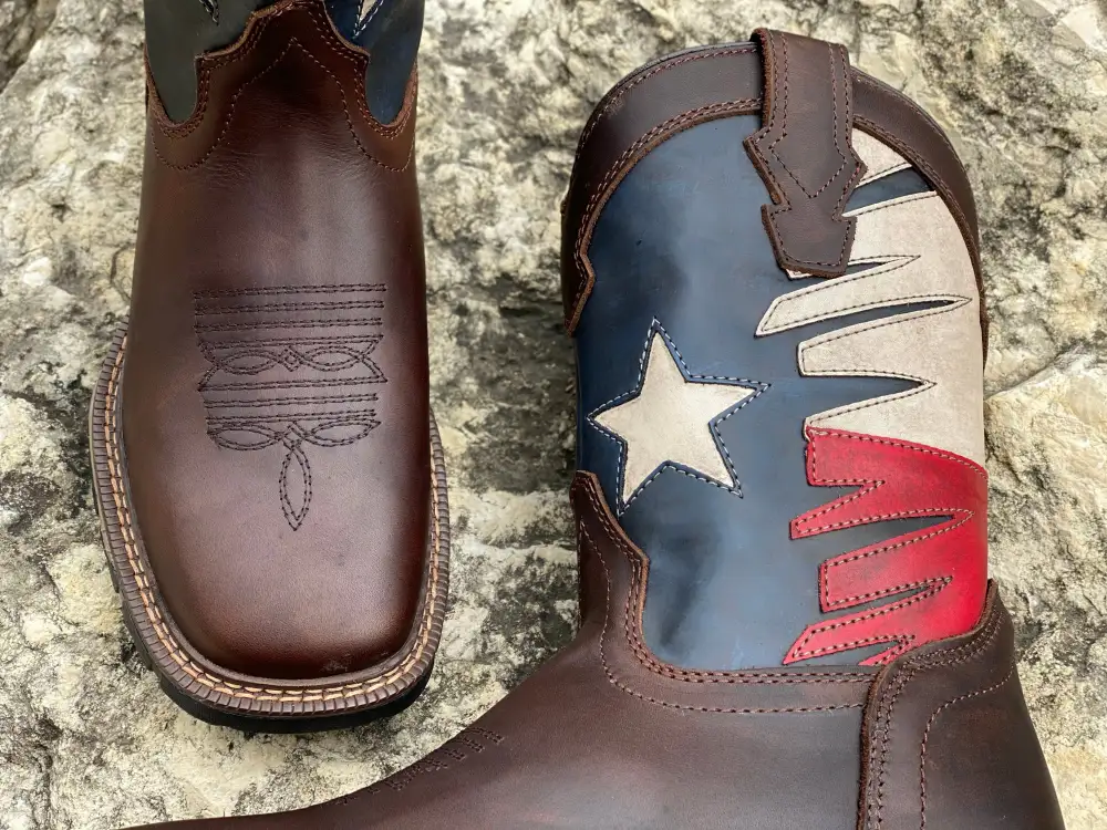 Men’s Texas Flag Work Leather Boots/No Steel Toe