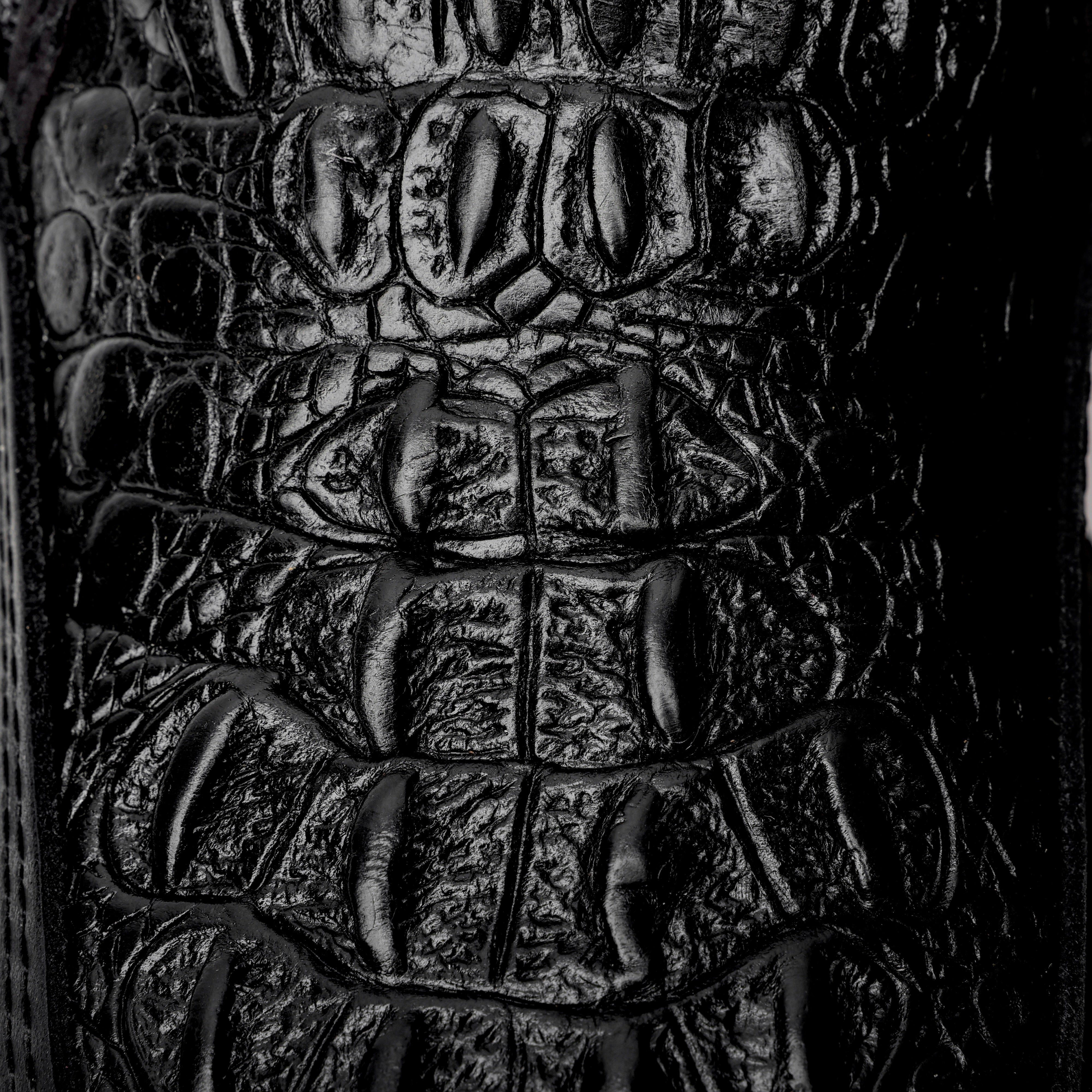 Black Caiman Leather Botin With 3D Lightweight Soles - Square Toe