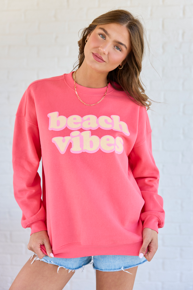 Beach Vibes Light Red Graphic Sweatshirt