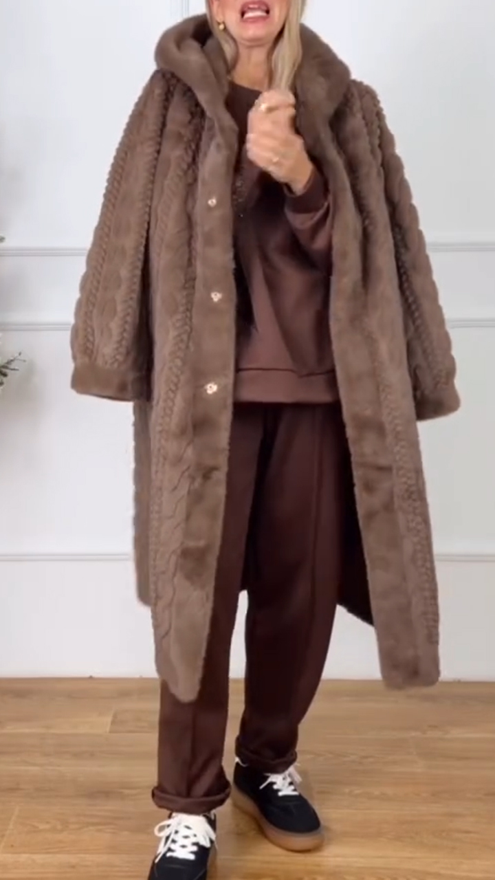 Women Hooded Solid Color Casual Coat with Temperament