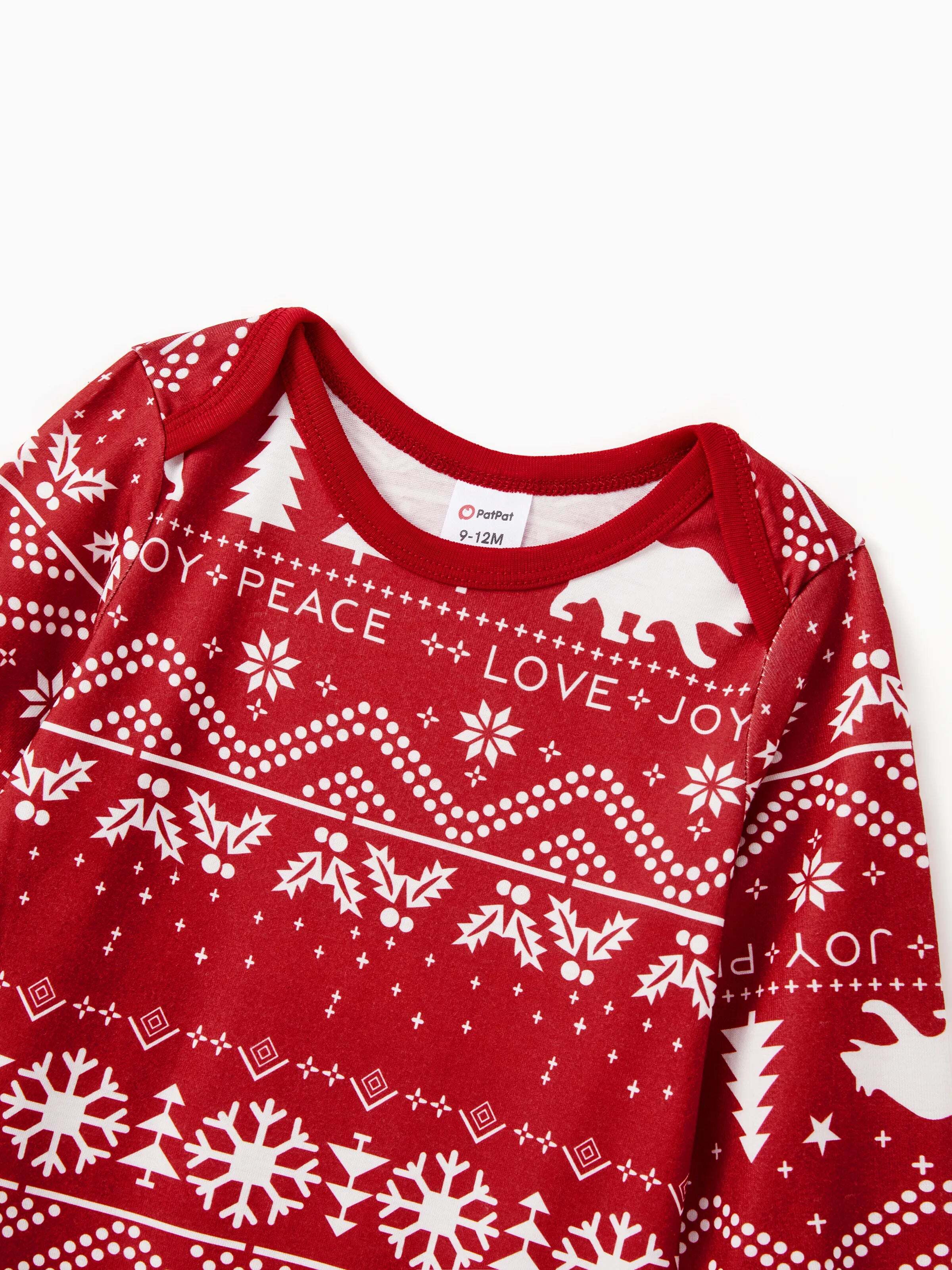 Christmas Print Family Matching Pajamas Sets with Christmas Socks Red