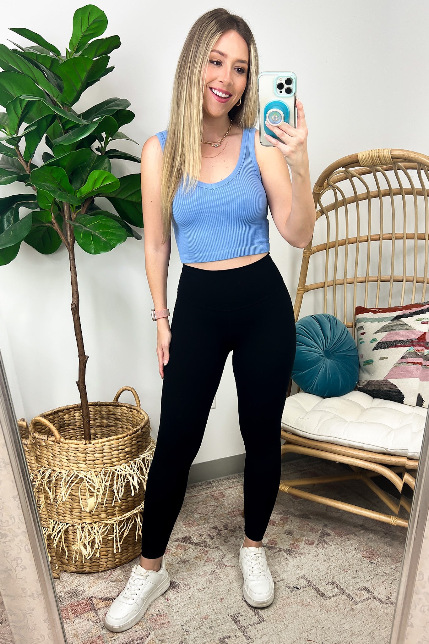 Ribbed Seamless Cropped Tank Bra Top