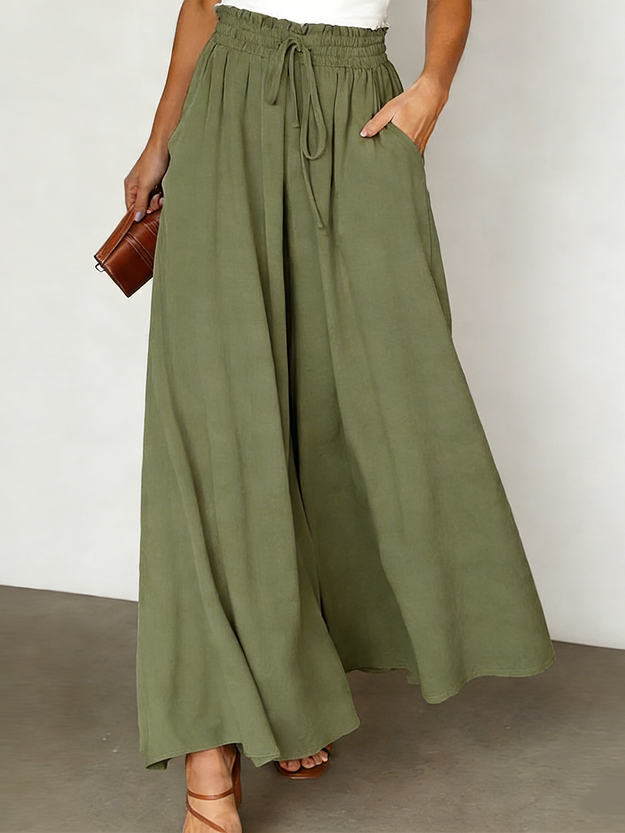 Women's Elastic Wide-leg High-waisted Trousers