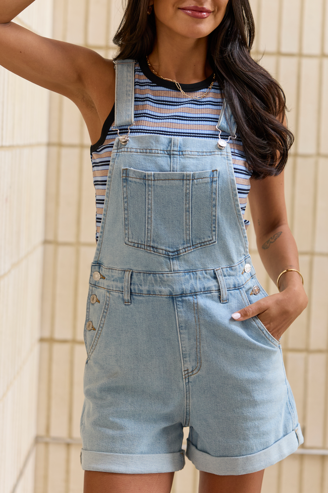 Tessa Light Wash Denim Overalls