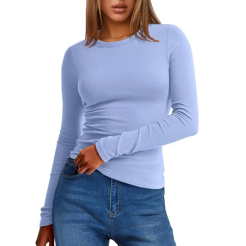 Women’s Slim Fit Thermal Long Sleeve Tee – Fall/Winter Warm Basic Top
