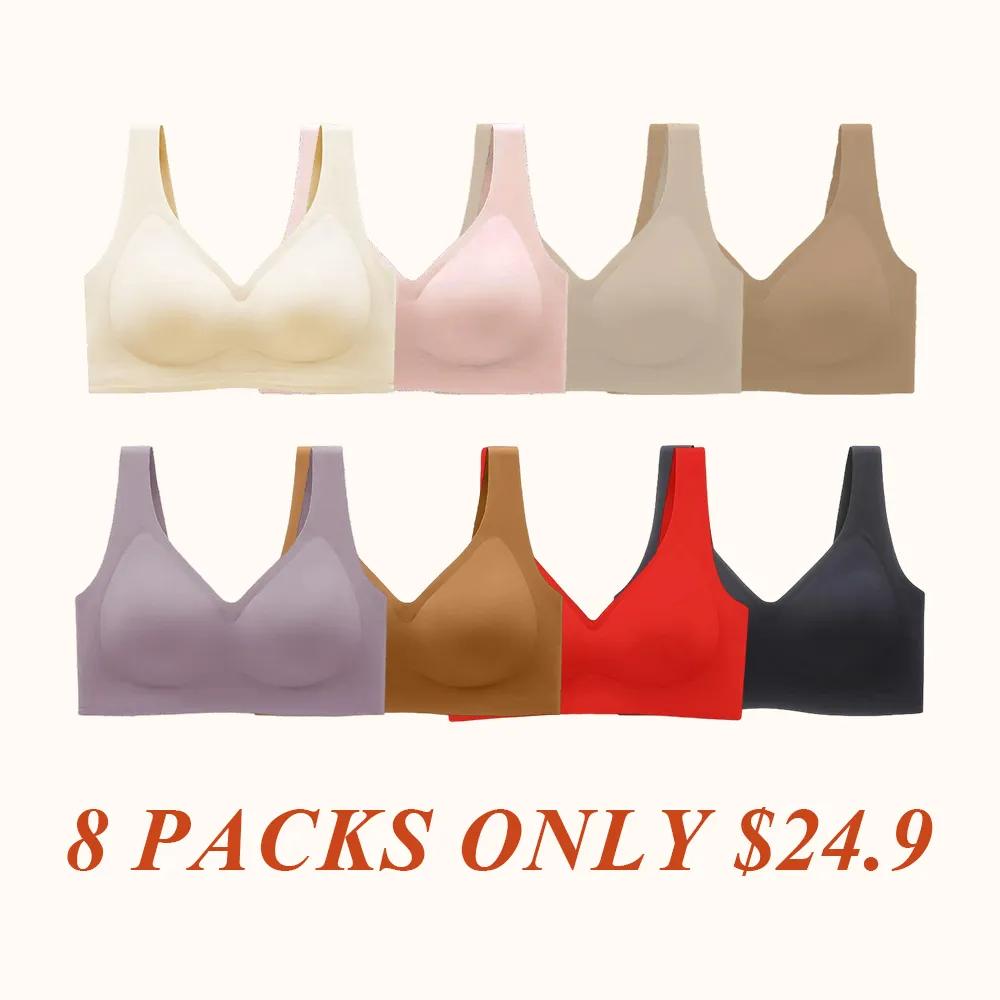 Women's Seamless Red Bra Wireless Soft Bralette