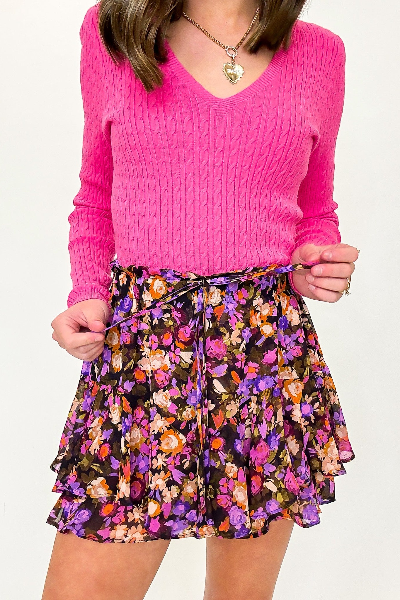 Violet Dreams Floral Flounce Skort