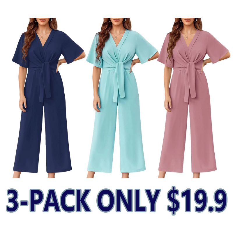 🎀🎀Women's Minimalist Wide-Leg Tie-Front Jumpsuit