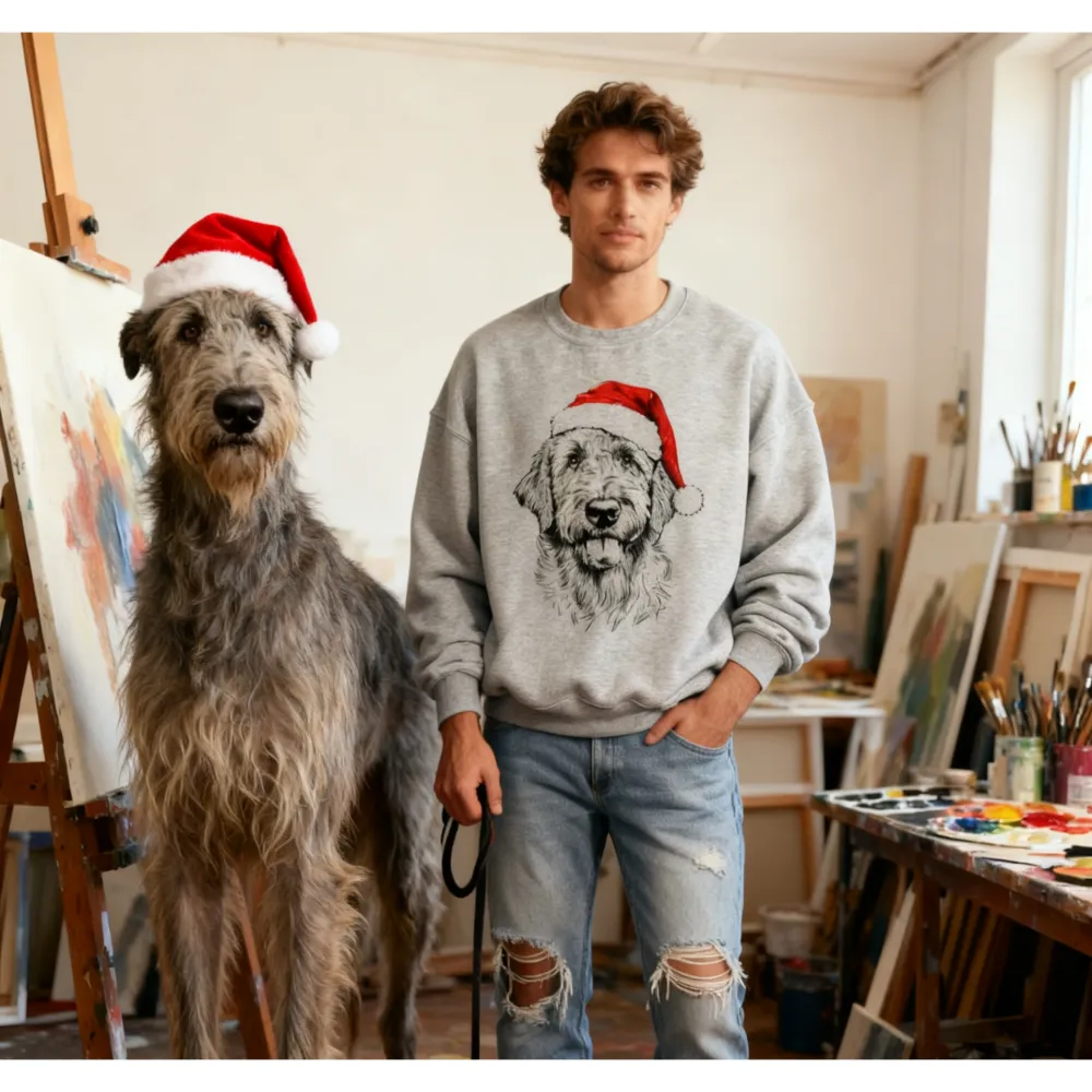 50 Dog Breeds Santa Hat Gildan Christmas Unisex Pullover