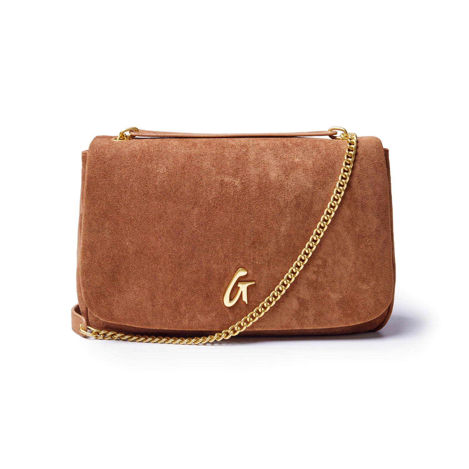 MEDIUM SUEDE FLAP BAG - BROWN