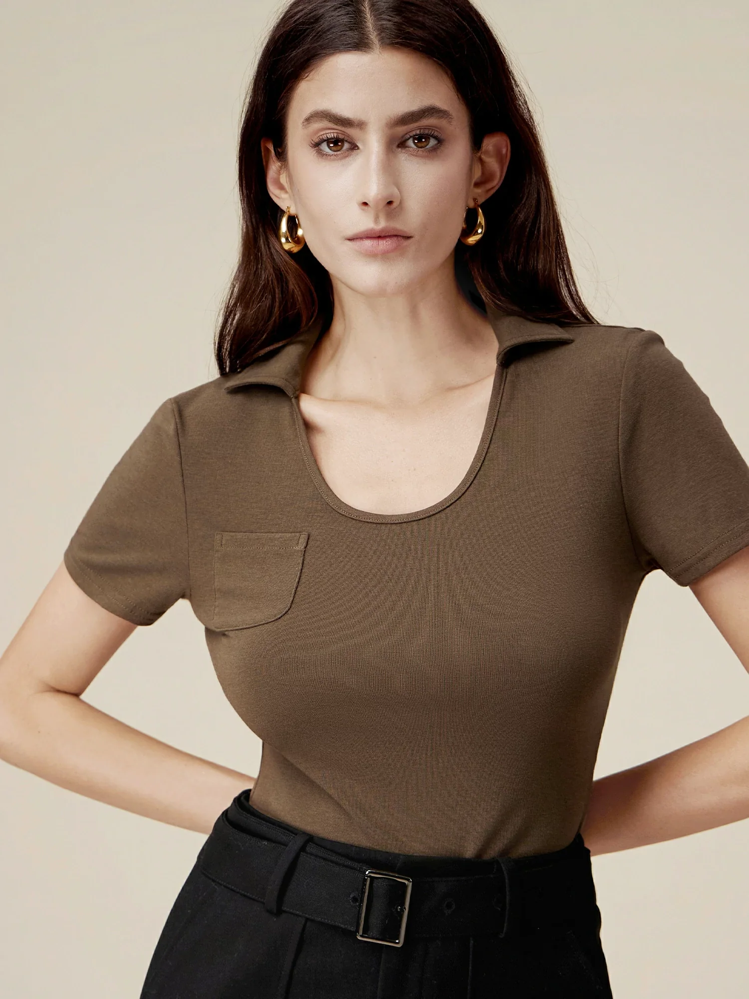 Cotton Slim Fit Rib Knit Top