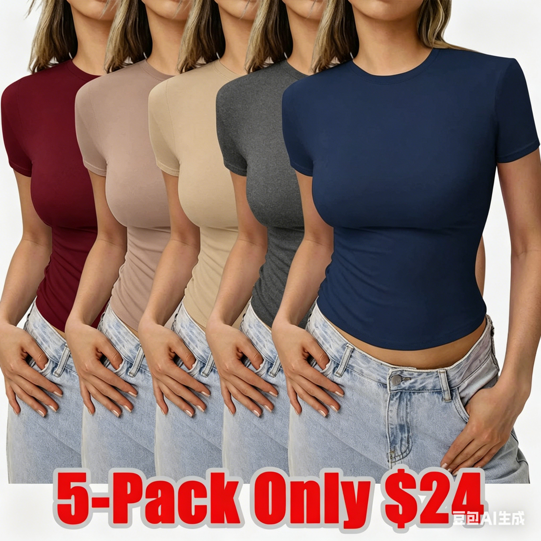 Women's Solid Tee, Casual Slim-fitting Short Sleeve T-shirt, Ladies Summer Clothes for Daily Wear