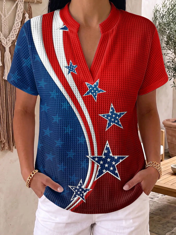 Women's 250th Anniversary of the United States Printed Waffle Top