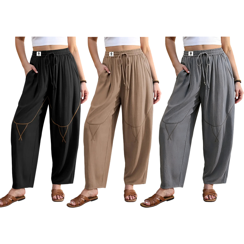Women's Linen Blend Cropped Harem Pants