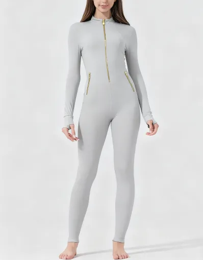 Women All-Season Zip Sports Yoga Jumpsuit