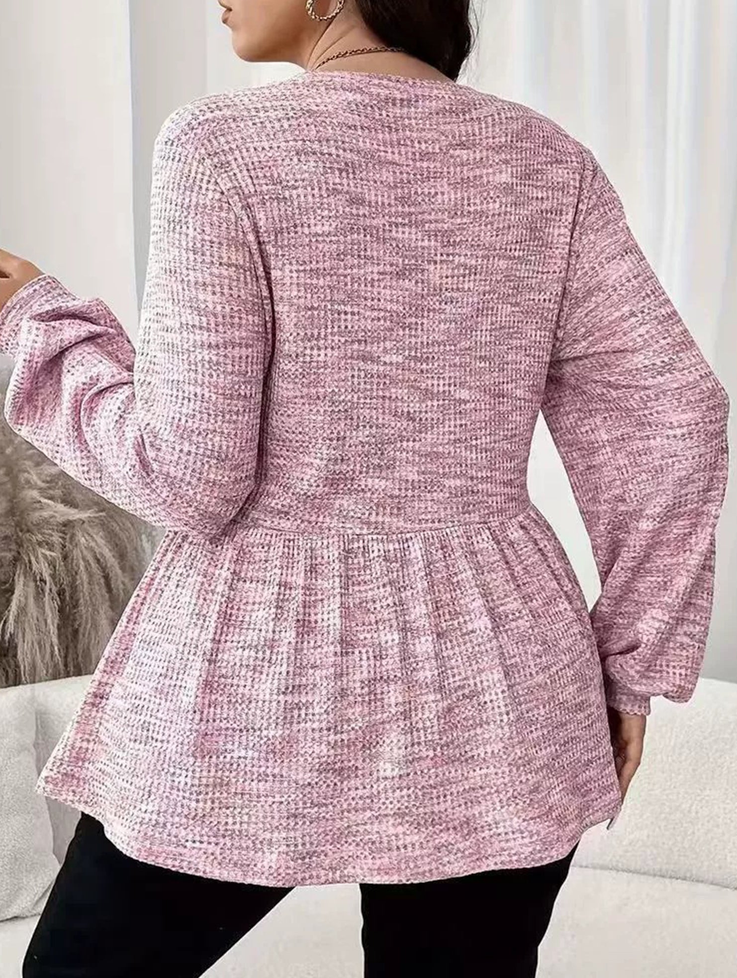 Tie Dye Ruffle Hem Lantern Sleeve Tee_CWTTL01223