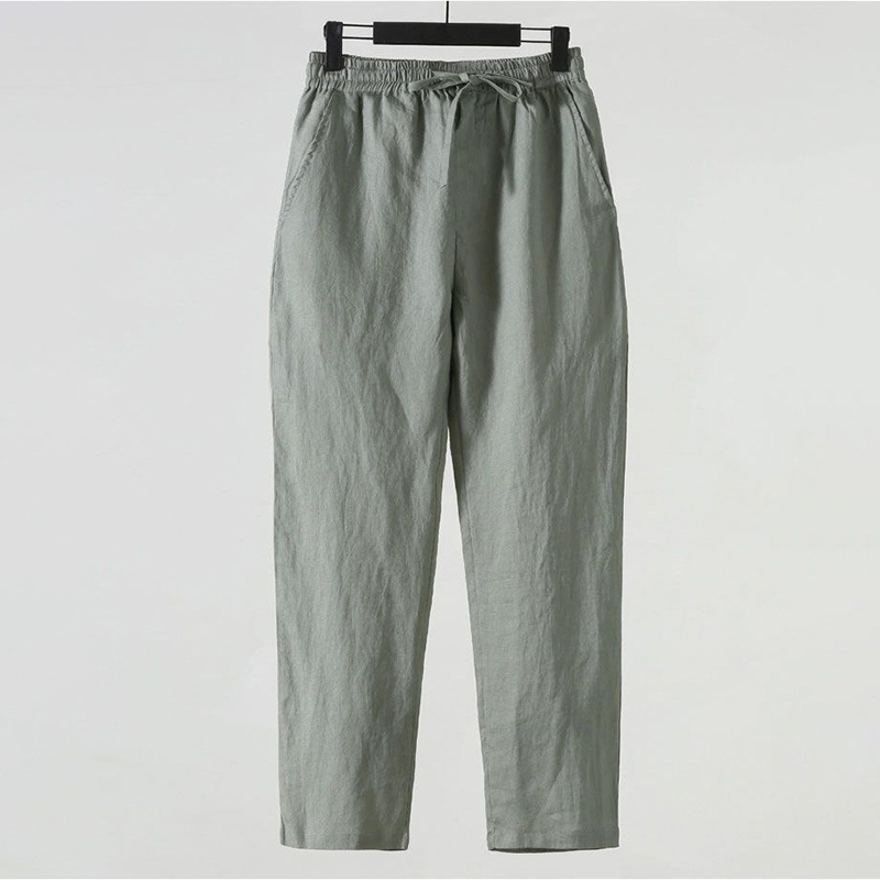 Men's Vintage Elastic Waist Pocket Casual Cotton Linen Pants
