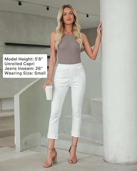 Women's Pull-On Jeans — High-Waisted, Skinny Cropped Pants