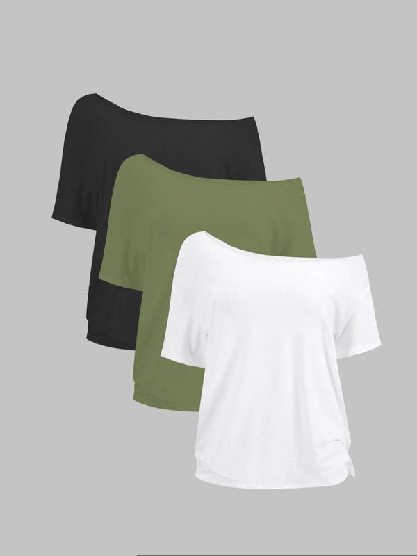 Women’s Solid Color Loose Tee – Casual Basic Short Sleeve T-shirt for Daily Wear