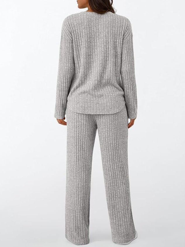 Cotton Plain Casual Two-Piece Set