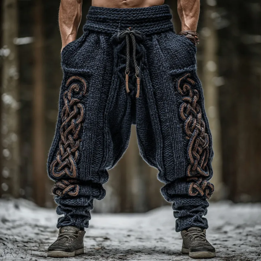 Men's Viking Tribal Celtic Knot Pattern Art Knit Pants