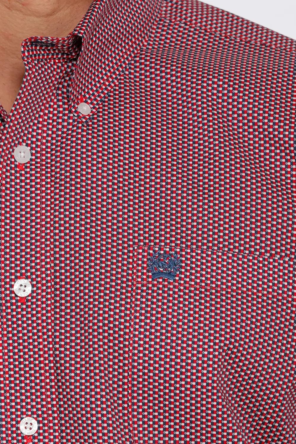 Men’s Cinch Red,White and Navy Button Down Shirt