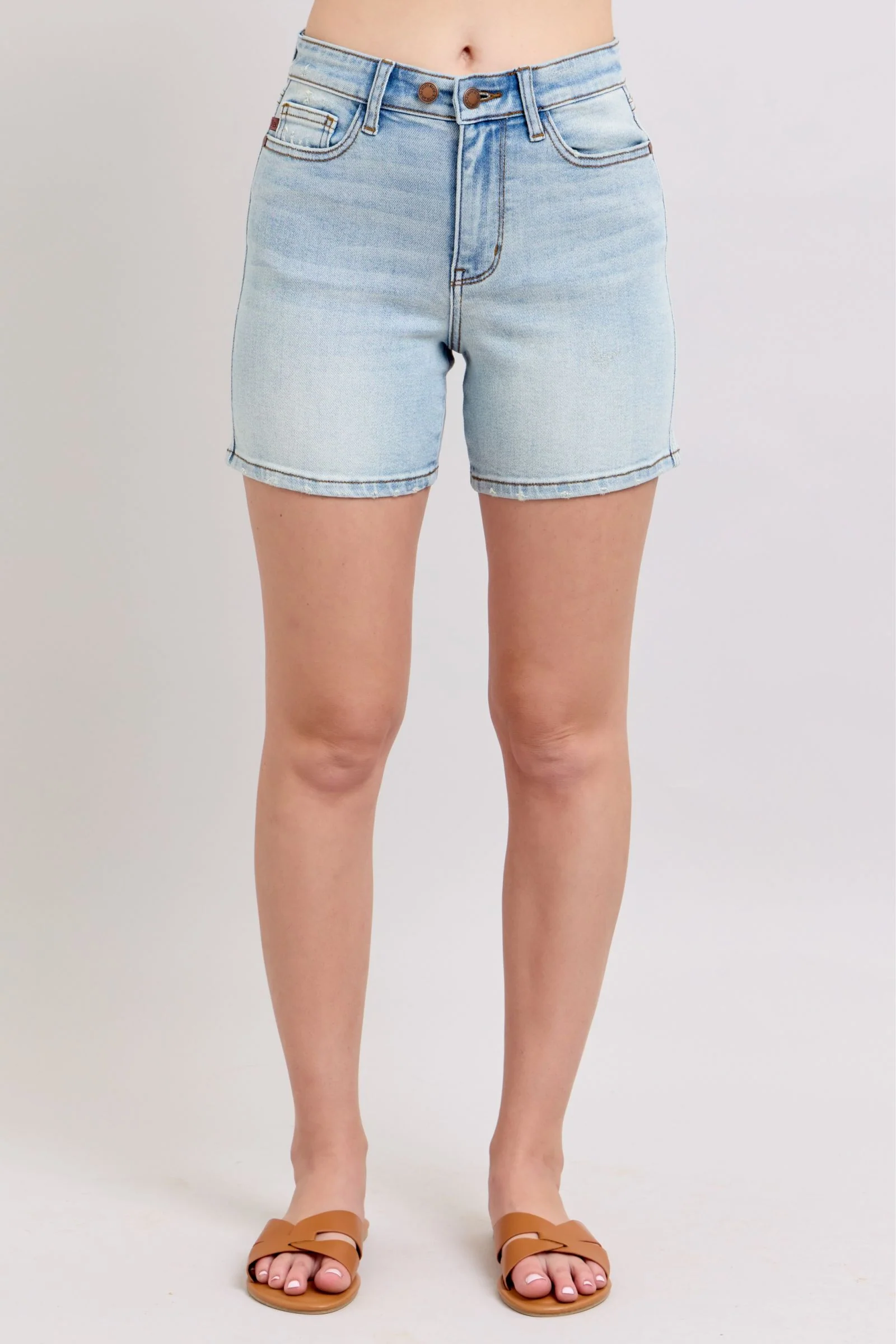 2 Button Denim Shorts with Pocket