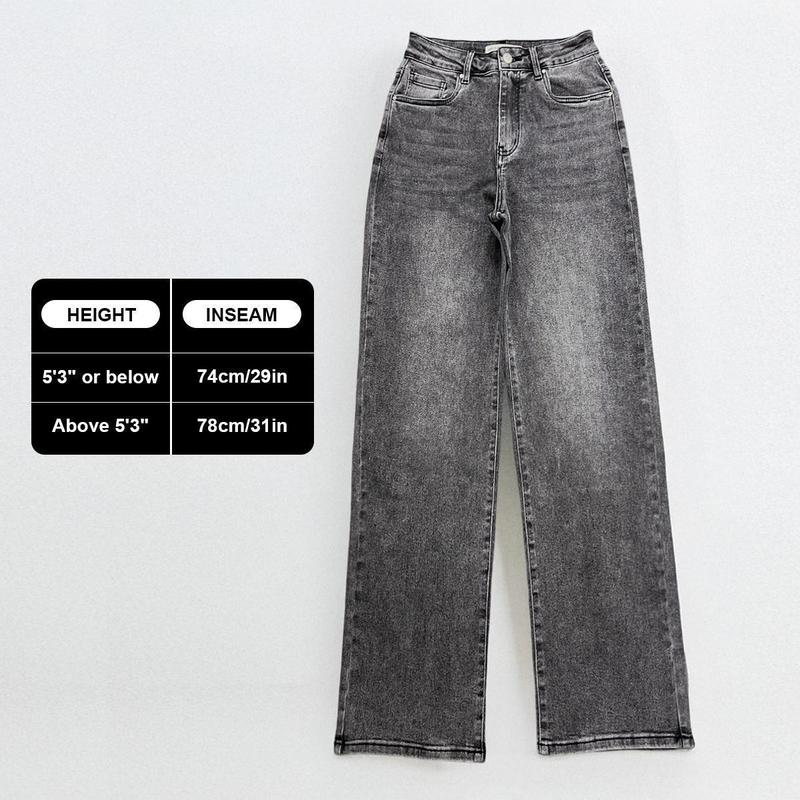 Casual Mid-Rise Denim Multi-Pocket Wide Leg Jeans