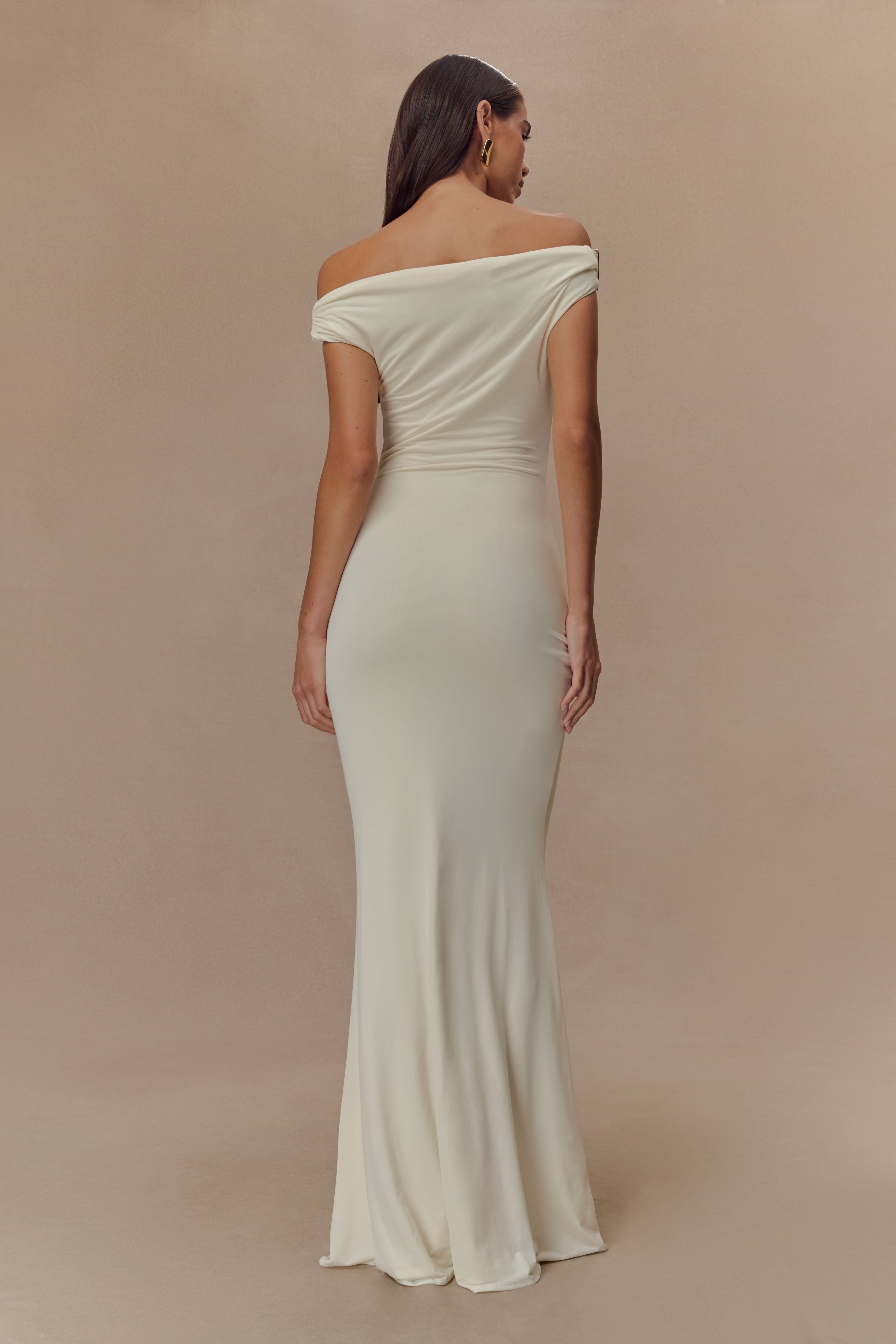 Ivory Slinky Maxi Dress With Hardware