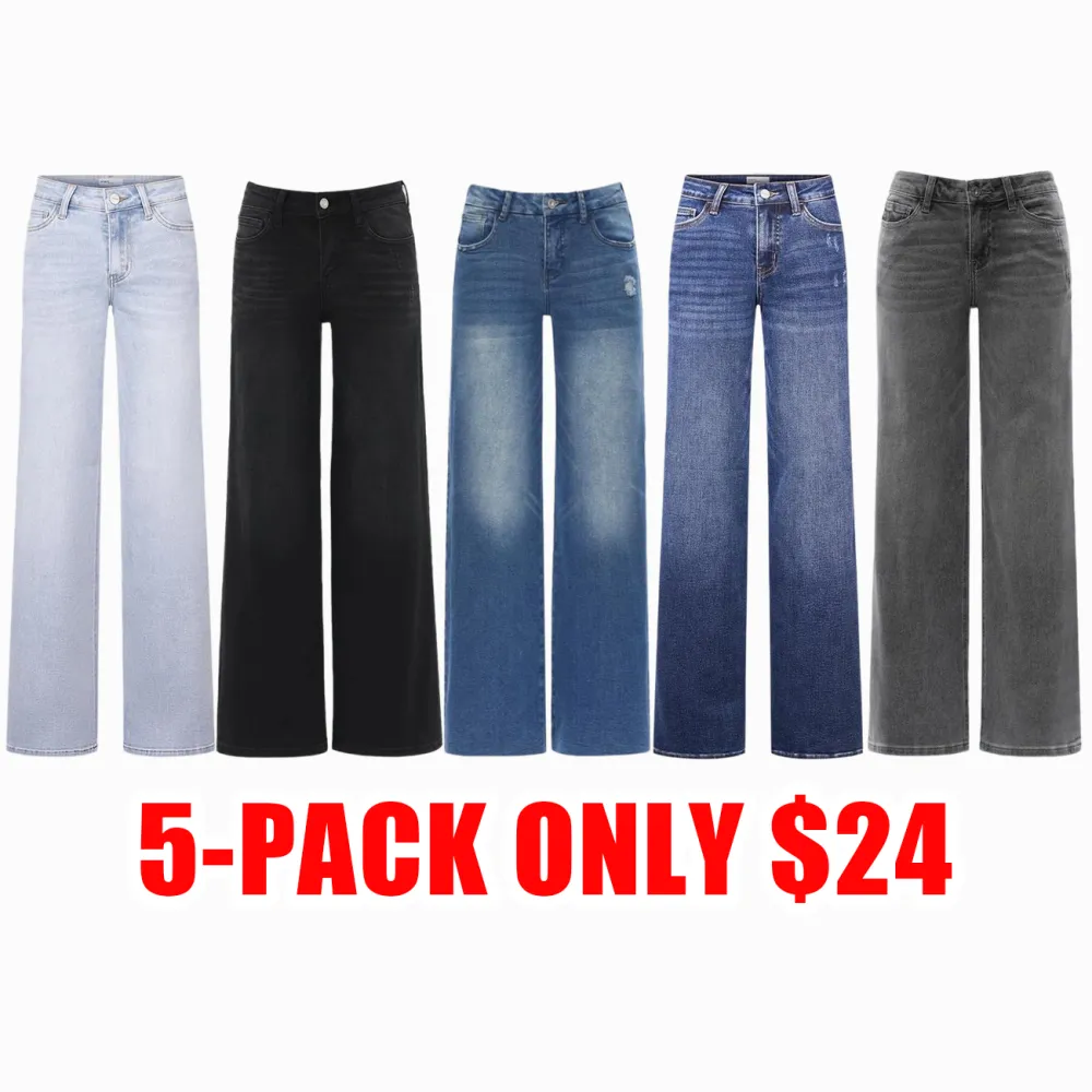 Women’s Relaxed Fit Stretch Denim Wide Leg Jeans