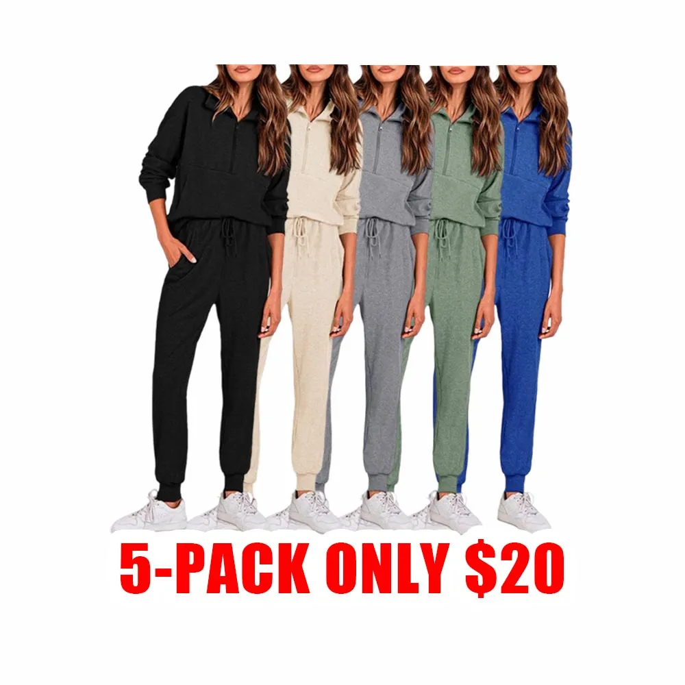 Women's 2-Piece Tracksuit – Half Zip Pullover & Jogger Pants