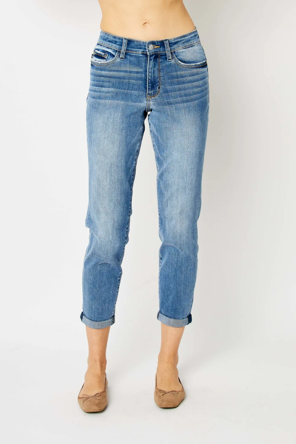Blue Full Size Cuffed Hem Slim Jeans