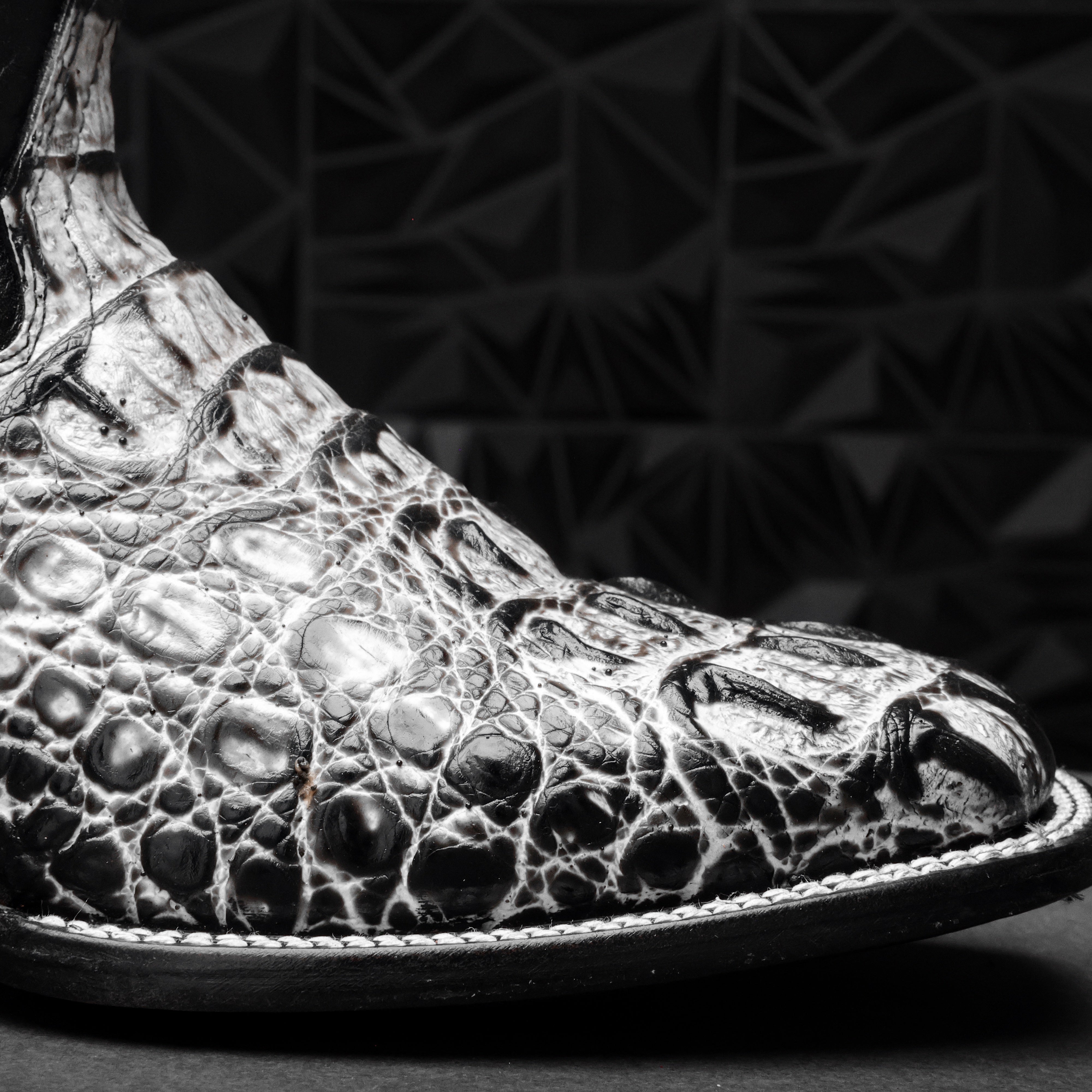 Eclipse Caiman Neck Leather Boots - Square Toe