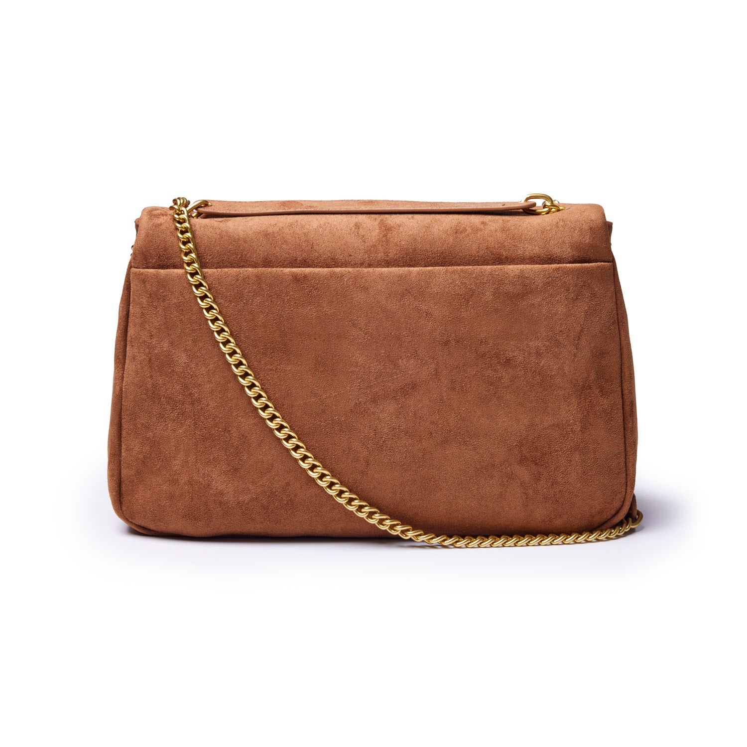 MEDIUM SUEDE FLAP BAG - BROWN