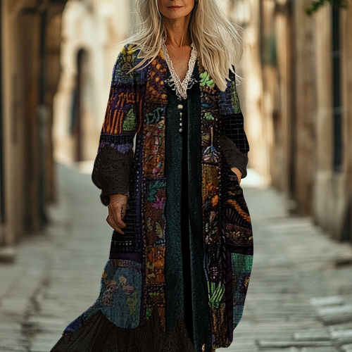 Ethnic Embroidery Vintage Casual Linen Dress d760